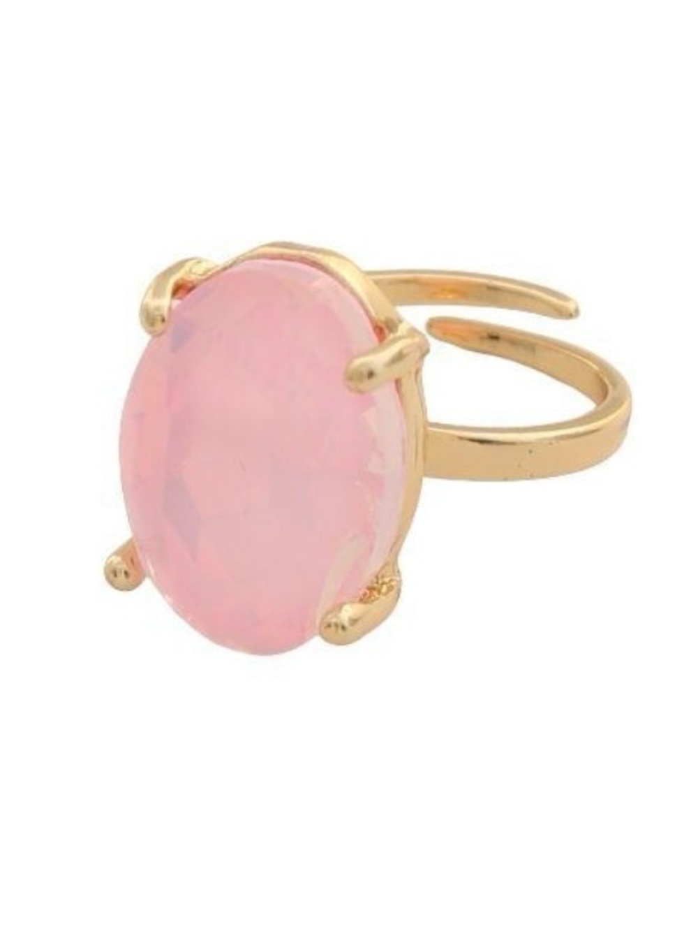 Gold Ring with Pink Oval Gemstone